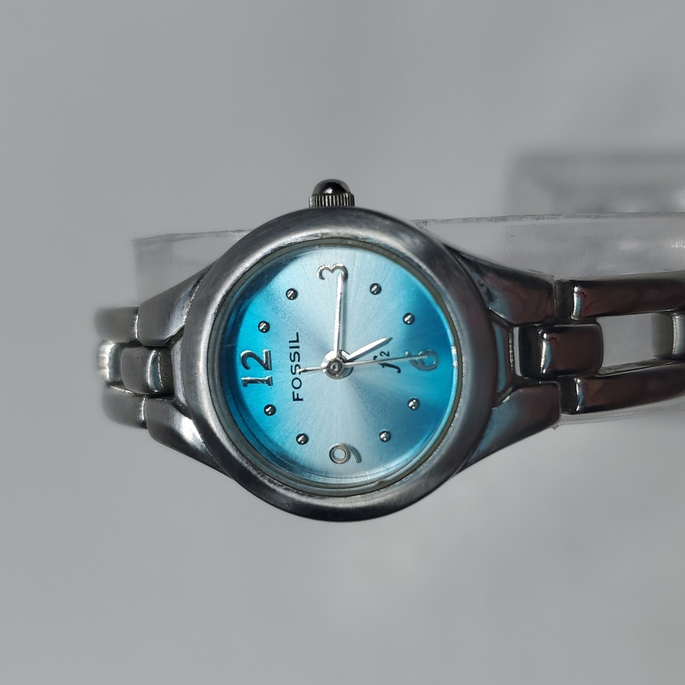 Fossil ES 9466 Turquoise Blue Dial Silver Stainless Steel Watch